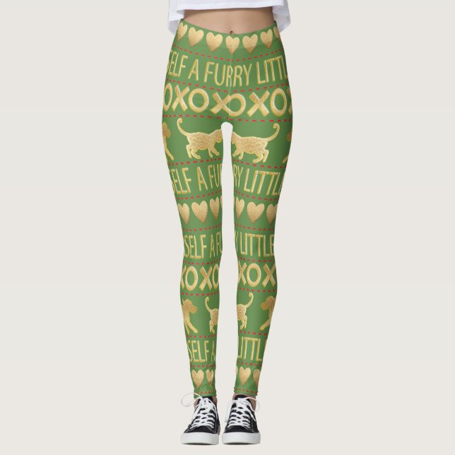 Håriget Julbalkar Leggings (Framsida)