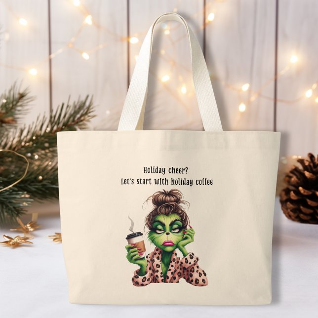 Håriget Kaffe med grumlig Grönt Kvinnor Kärlek Jumbo Tygkasse (Skapare uppladdad)