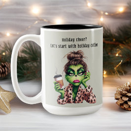 Håriget Kaffe med grumlig Grönt Kvinnor Kärlek Två-Tonad Mugg