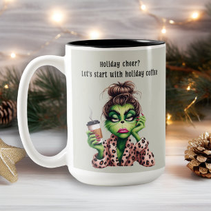 Håriget Kaffe med grumlig Grönt Kvinnor Kärlek Två-Tonad Mugg