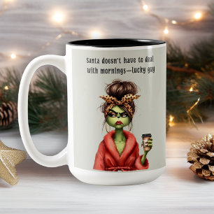 Håriget Kaffe med grumlig Grönt Kvinnor Kärlek Två-Tonad Mugg