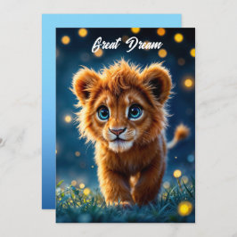 Håriget lejona unge med mousserande ögon inbjudningar