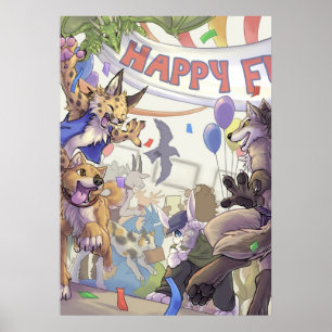 håriget lycklig poster