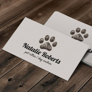 Håriget Paw Skriv ut docka Walker Pet Sitter Cute Visitkort