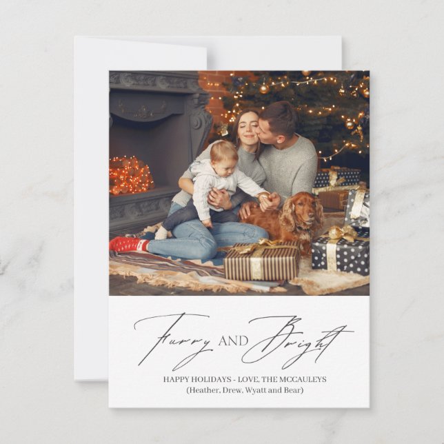 Håriget Pets Red och Helgdag Bright Pet-Grönten Julkort (Framsida)