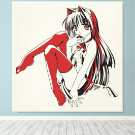 Håriget "Sexy Anime Cat Girl" Canvastryck