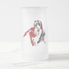 Håriget "Sexy Anime Cat Girl" Frostat Ölglas