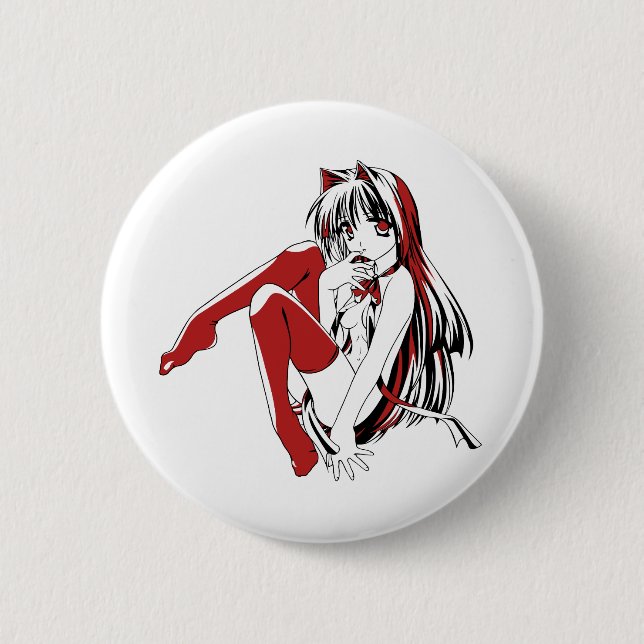 Håriget "Sexy Anime Cat Girl" Knapp (Framsida)