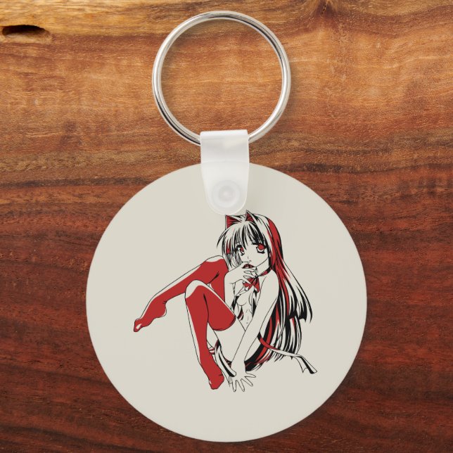 Håriget "Sexy Anime Cat Girl" Nyckelring (Baksida)