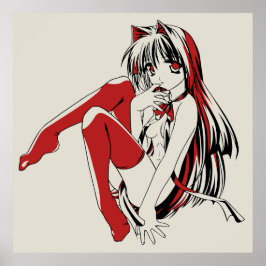 Håriget "Sexy Anime Cat Girl" Poster