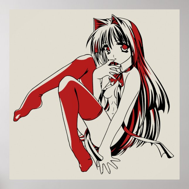 Håriget "Sexy Anime Cat Girl" Poster (Framsidan)