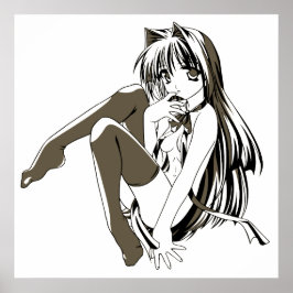 Håriget "Sexy Anime Cat Girl" Poster