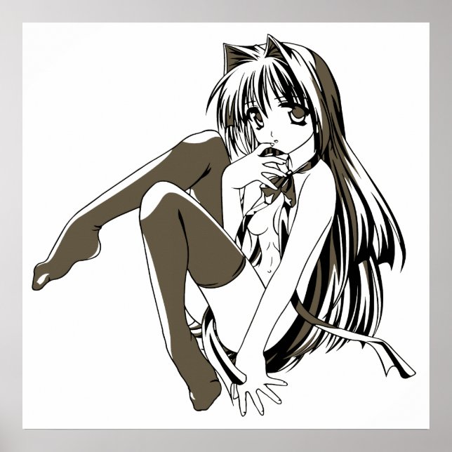 Håriget "Sexy Anime Cat Girl" Poster (Framsidan)