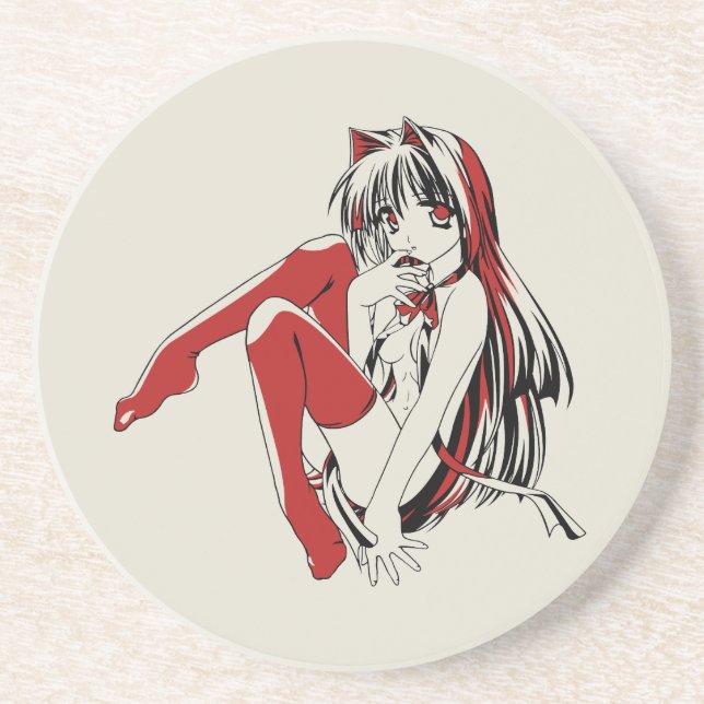 Håriget "Sexy Anime Cat Girl" Underlägg (Framsidan)