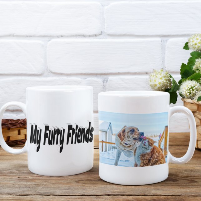 Håriget Vänner Kat och Hund Photo Kaffemugg (Skapare uppladdad)
