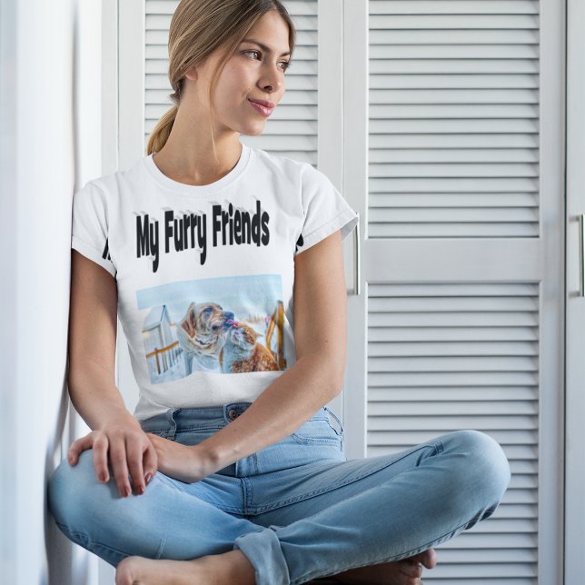 Håriget Vänner Kat och Hund Photo T Shirt (Skapare uppladdad)