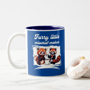 Hårigets lilla rödmakare Red Panda & Coffee Två-Tonad Mugg