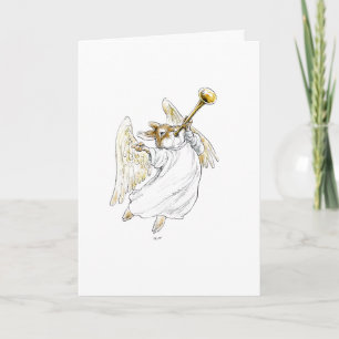 Hark! Angel Rabbit med Trumpet Card Kort