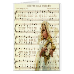 Hark änglar sjunger på vintagemusiklakan hälsningskort
