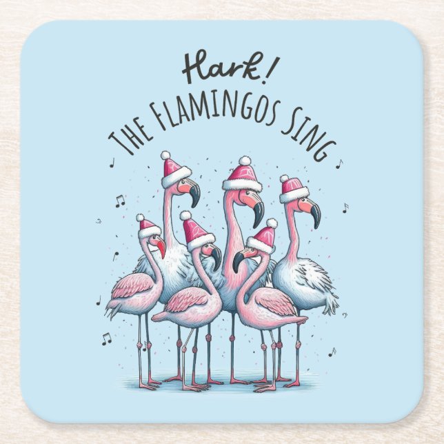 Hark the Flamingos Sjunga Underlägg Papper Kvadrat (Framsidan)