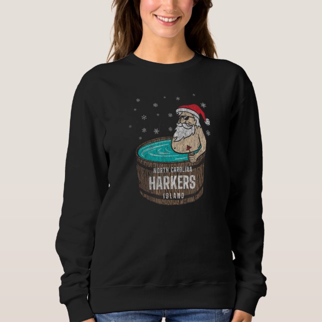 Harkers Island NC Christmas Vacationing Santa Hot  T Shirt (Framsida)