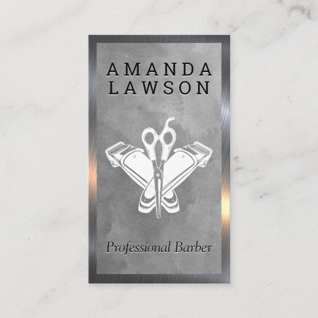Hårklippare och saxar | Barber Visitkort (Framsida)