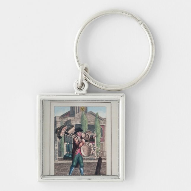 Hårkvaster, Shoreditch kyrka Fyrkantig Silverfärgad Nyckelring (Framsidan)