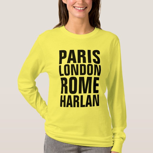 HARLAN Kentucky T-shirts, PARIS ROME LONDON T Shirt (Framsida)