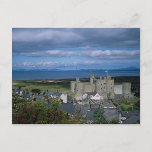 Harlech slott och by, Gwynedd, norra Wales Vykort