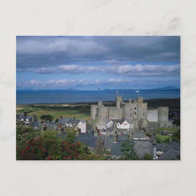 Harlech slott och by, Gwynedd, norra Wales Vykort (Framsida)