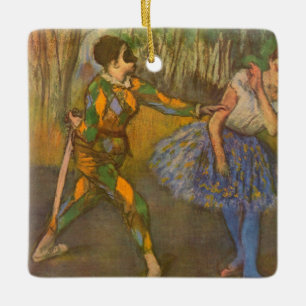 Harlekin och Columbine av Edgar Degas Vintage kons Julgransprydnad Keramik