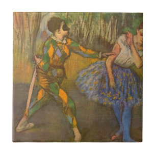 Harlekin och Columbine av Edgar Degas Vintage kons Kakelplatta
