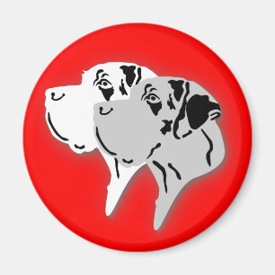 Harlekin och Merle Grand Danois-huvuden Magnet