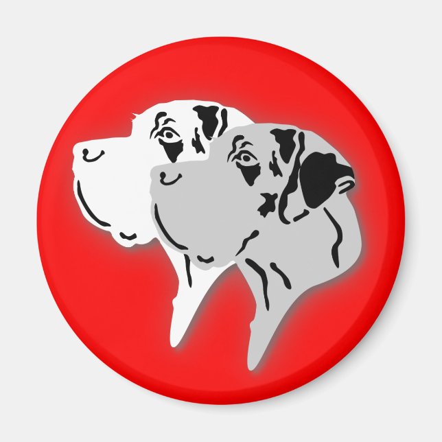 Harlekin och Merle Grand Danois-huvuden Magnet (Framsidan)