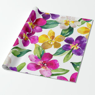 Harlekin Orkidé Flerfärgad Lila Gul Blomma Presentpapper