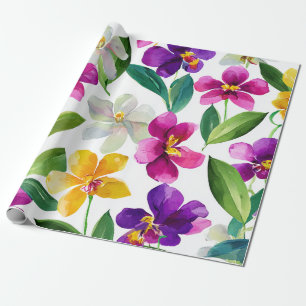 Harlekin Orkidé Flerfärgad Lila Gul Blomma Presentpapper