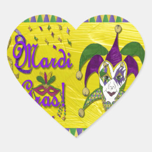 Harlekinmask Mardi Gras Harlequin Hjärtformat Klistermärke