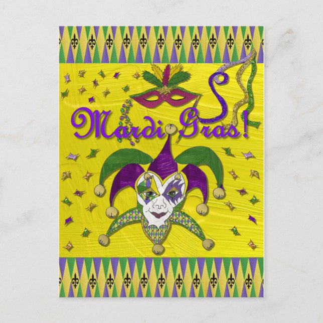 Harlekinmask Mardi Gras Harlequin Vykort (Framsida)