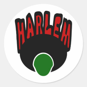 Harlem grafitti med ansikte & stort afro-, 3 runt klistermärke