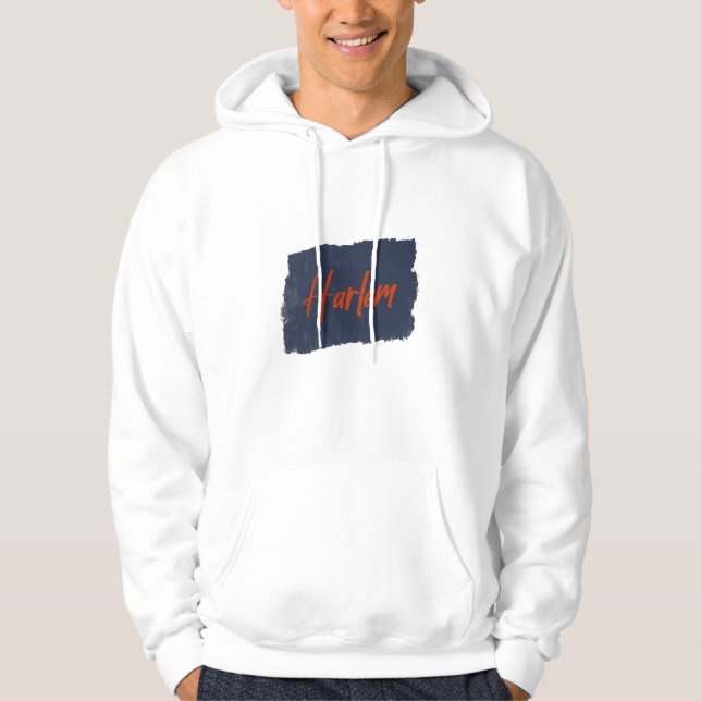 Harlem Handskriftlig Red Typography Hoodie (Framsida)