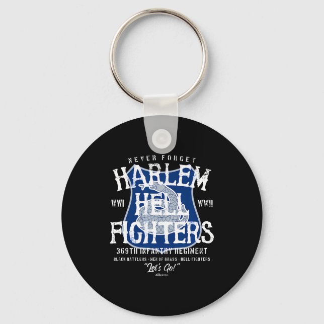 Harlem Hellfighters Vintage Svart Militärhistoria Nyckelring (Framsida)
