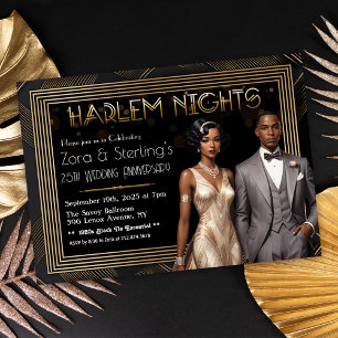Harlem Nätter Afroamerikansk Bröllop årsdag Inbjudningar