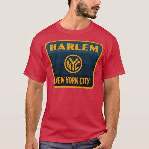 Harlem New York City Retro Token Badge Blue T Shirt
