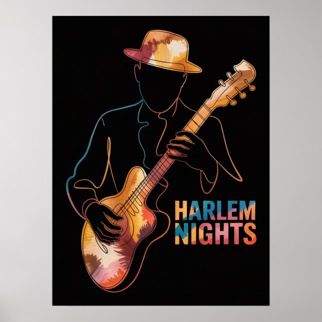 Harlem Nights gitarrsilhuett Poster (Framsidan)