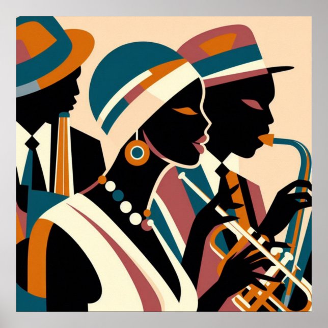 Harlem Renaissance Abstrakt Trio Poster (Framsidan)