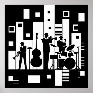 Harlem Renaissance Jazz Quartet Black & White Poster