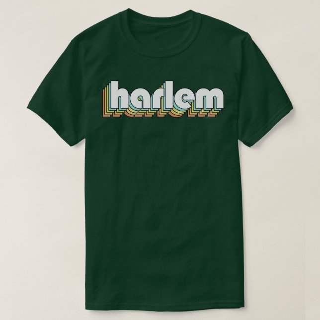 Harlem Retro Rainbow Typography Faded Stil T Shirt (Design framsida)