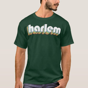 Harlem Retro Rainbow Typography Faded Stil T Shirt