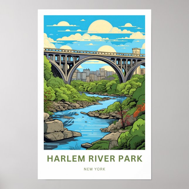 Harlem River Park New York Travel Print Poster (Framsidan)