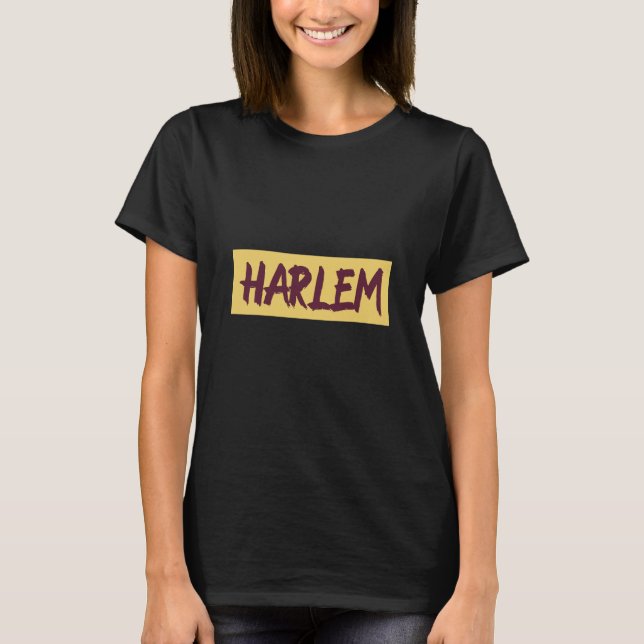 Harlem Text Base Design på Gultens bakgrund T Shirt (Framsida)